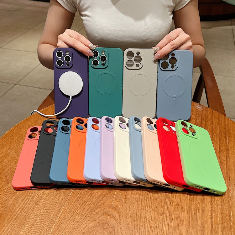 For iPhone 16e Solid Color Liquid Silicone MagSafe Magnetic Phone Case(Grey)
