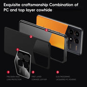 For Redmi K70 Ultra First Layer Cowhide Leather Electroplated PC Phone Case(Orange)
