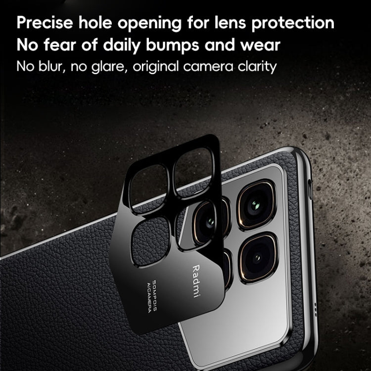 For Redmi K70 Champion First Layer Cowhide Leather Electroplated PC Phone Case(Black)