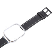 For Redmi Watch 3 Lite Metal Frame Integrated Leather Watch Band(Black)