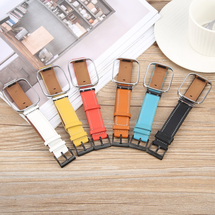 For Redmi Watch 3 Lite Metal Frame Integrated Leather Watch Band(Black)