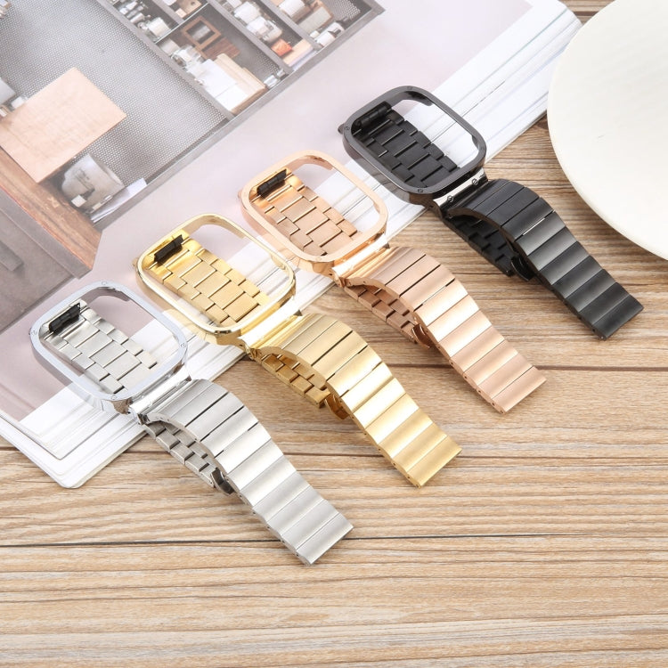 For Redmi Watch 3 Lite Frame Integrated One-bead Stainless Steel Watch Band(Rose Gold)