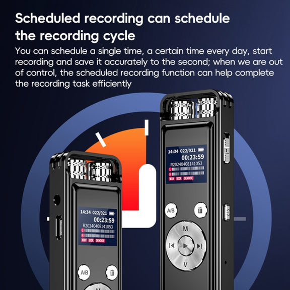 ZD43B Omnidirectional Dual Mic Smart Noise Reduction Voice Recorder, Memory:32GB(Black)