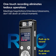 ZD43B Omnidirectional Dual Mic Smart Noise Reduction Voice Recorder, Memory:32GB(Black)