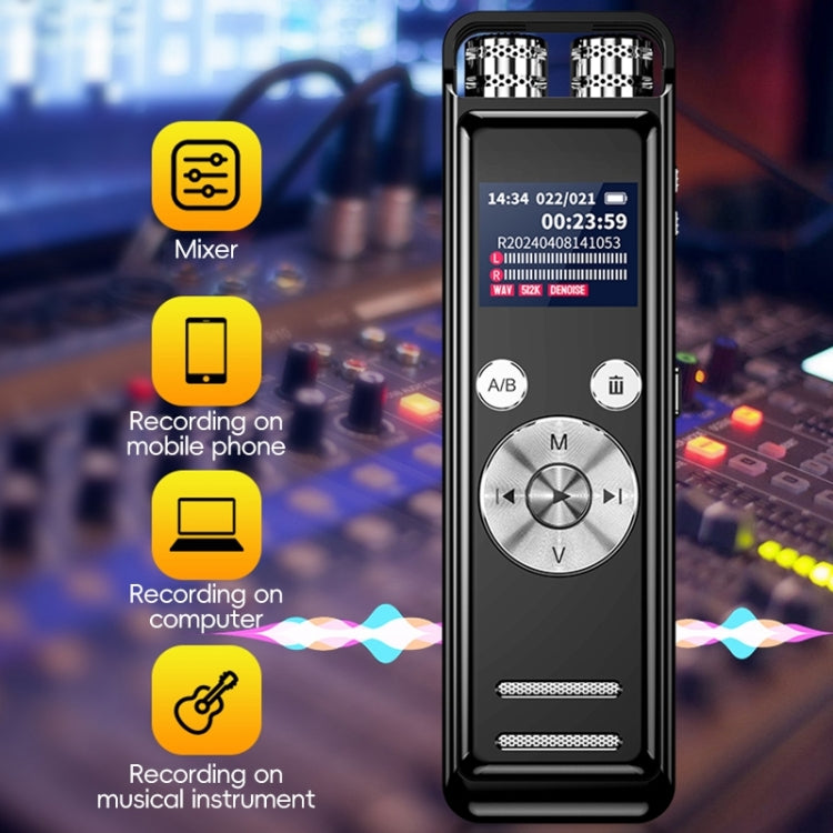 ZD43B Omnidirectional Dual Mic Smart Noise Reduction Voice Recorder, Memory:64GB(Black)