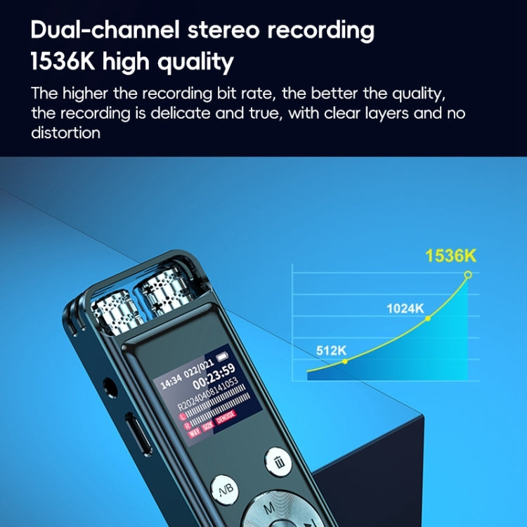 ZD43B Omnidirectional Dual Mic Smart Noise Reduction Voice Recorder, Memory:64GB(Black)