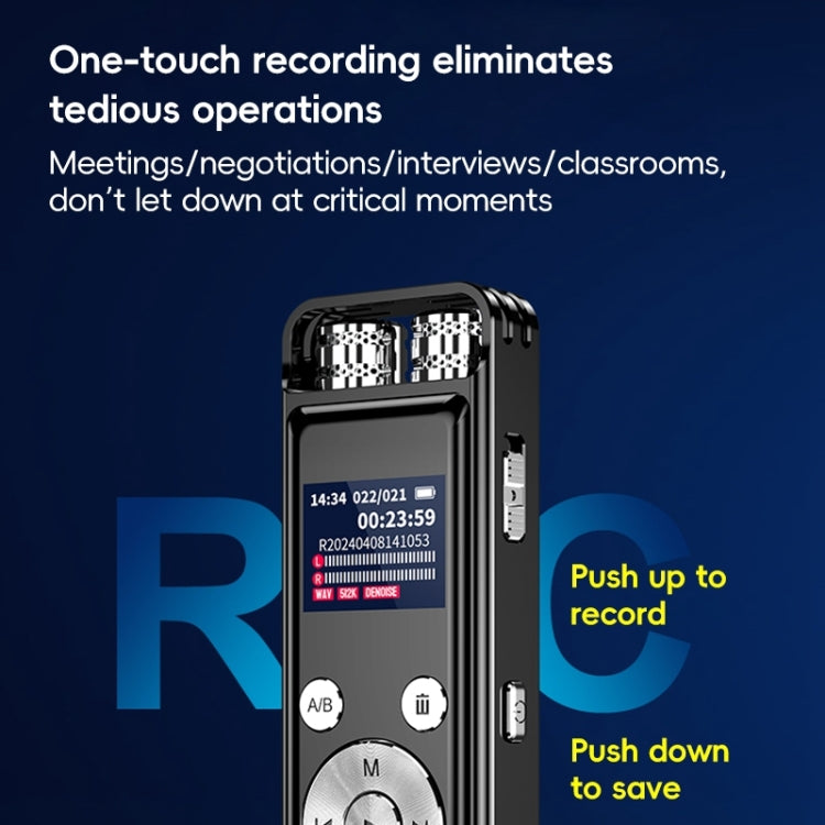 ZD43B Omnidirectional Dual Mic Smart Noise Reduction Voice Recorder, Memory:64GB(Black)