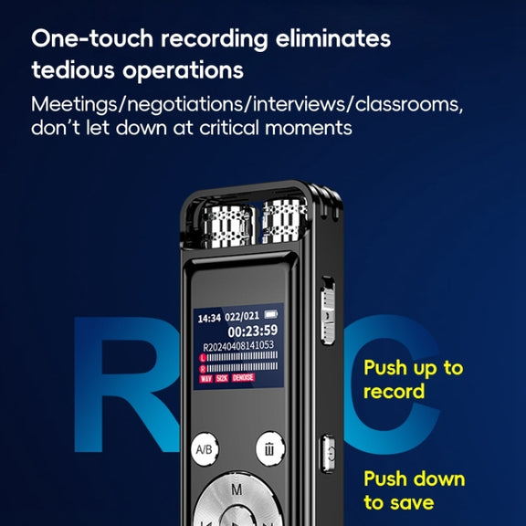 ZD43B Omnidirectional Dual Mic Smart Noise Reduction Voice Recorder, Memory:64GB(Black)