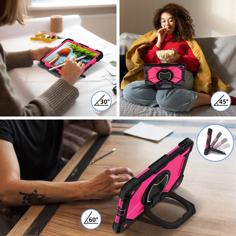 For Huawei Matepad SE 11 2024 Contrast Color Robot Silicone Hybrid PC Tablet Case(Black Rose Red)