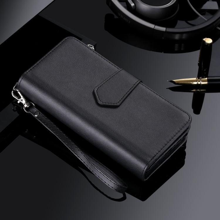 For iPhone 16 Pro Solid Color 2 in 1 Zipper Shockproof Phone Case(Black)
