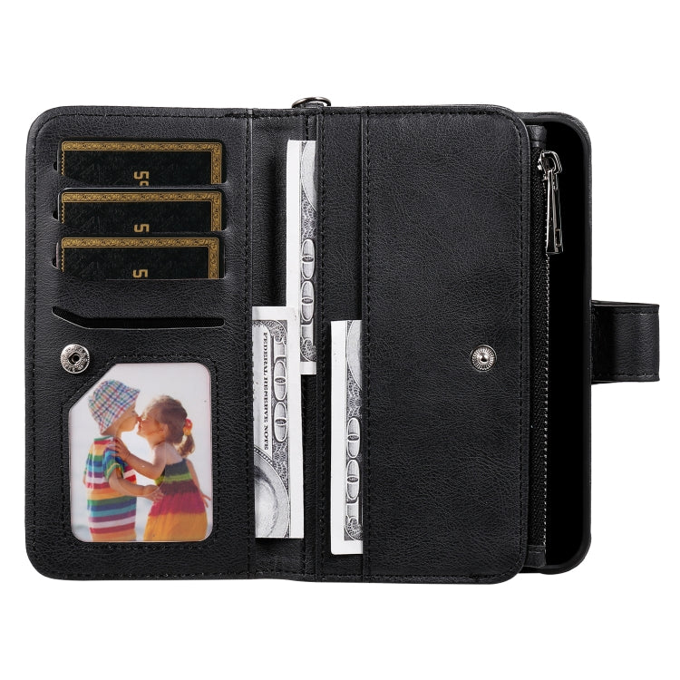 For iPhone 16 Pro Solid Color 2 in 1 Zipper Shockproof Phone Case(Black)