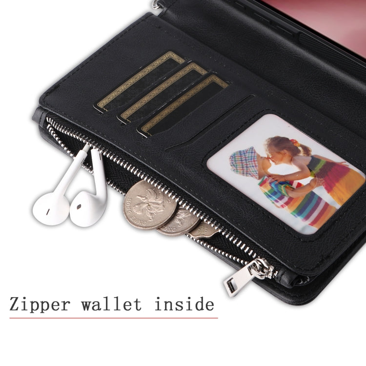For iPhone 16 Pro Solid Color 2 in 1 Zipper Shockproof Phone Case(Black)