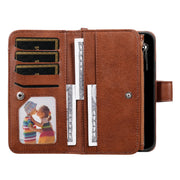 For iPhone 16 Pro Solid Color 2 in 1 Zipper Shockproof Phone Case(Brown)
