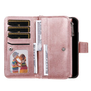 For iPhone 16 Pro Solid Color 2 in 1 Zipper Shockproof Phone Case(Rose Gold)
