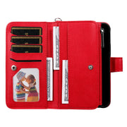 For iPhone 16 Solid Color 2 in 1 Zipper Shockproof Phone Case(Red)