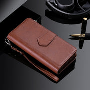 For iPhone 16 Solid Color 2 in 1 Zipper Shockproof Phone Case(Brown)