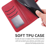 For Samsung Galaxy S25 5G Embossed Happy Cat Pattern Flip Leather Phone Case(Red)