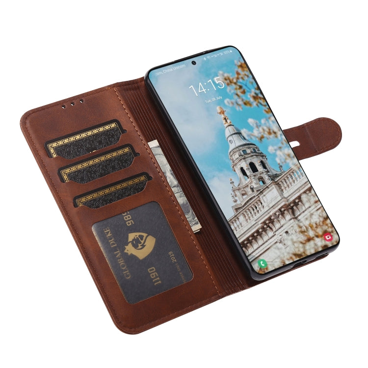 For Samsung Galaxy S25 5G Embossed Happy Cat Pattern Flip Leather Phone Case(Brown)