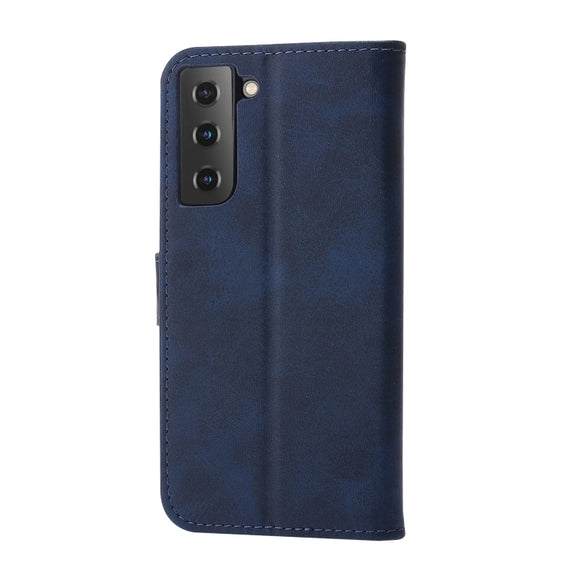 For Samsung Galaxy S25+ 5G Embossed Happy Cat Pattern Flip Leather Phone Case(Blue)