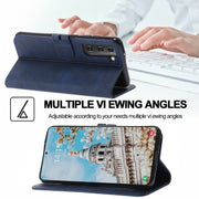 For Samsung Galaxy S25+ 5G Embossed Happy Cat Pattern Flip Leather Phone Case(Blue)