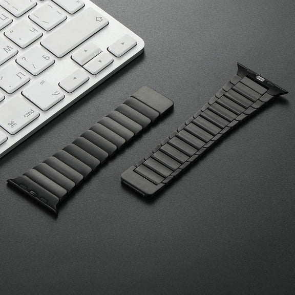 For Apple Watch Series 7 41mm Single Bead Magnetic Stainless Steel Watch Band(Black)