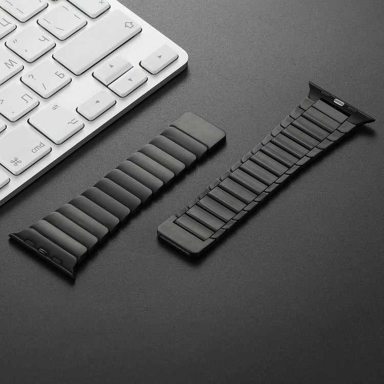 For Apple Watch Series 6 44mm Single Bead Magnetic Stainless Steel Watch Band(Black)