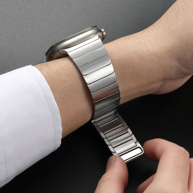 For Apple Watch Series 6 44mm Single Bead Magnetic Stainless Steel Watch Band(Silver)