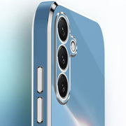 For Samsung Galaxy S25 5G XINLI Straight 6D Plating Gold Edge TPU Shockproof Case with Ring Holder(Mint Green)
