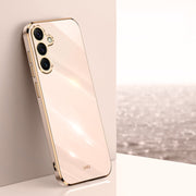 For Samsung Galaxy S25+ 5G XINLI Straight Edge 6D Electroplate TPU Phone Case(Pink)