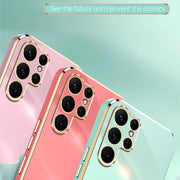 For Samsung Galaxy S25 Ultra 5G XINLI Straight 6D Plating Gold Edge TPU Phone Case(Celestial Blue)