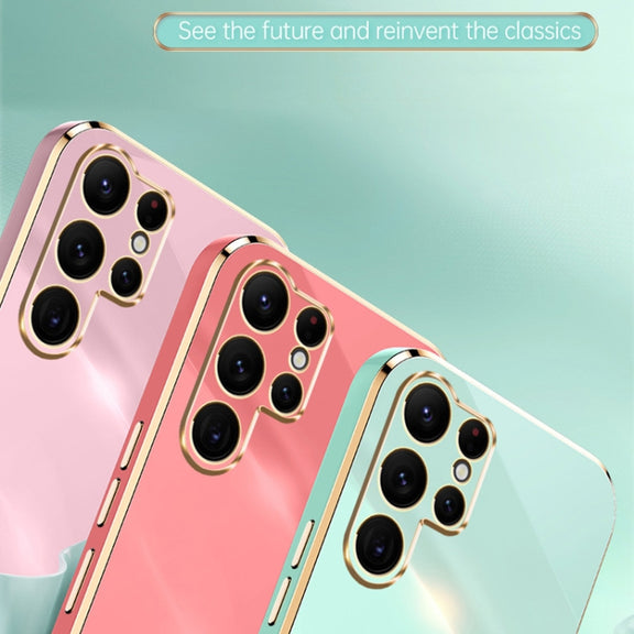 For Samsung Galaxy S25 Ultra 5G XINLI Straight 6D Plating Gold Edge TPU Phone Case(Black)