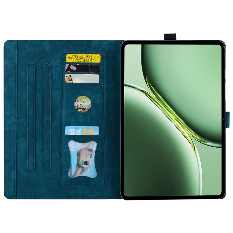 For OnePlus Pad / Pad Pro 12.1 Cartoon Sakura Cat Embossed Leather Tablet Case(Blue)