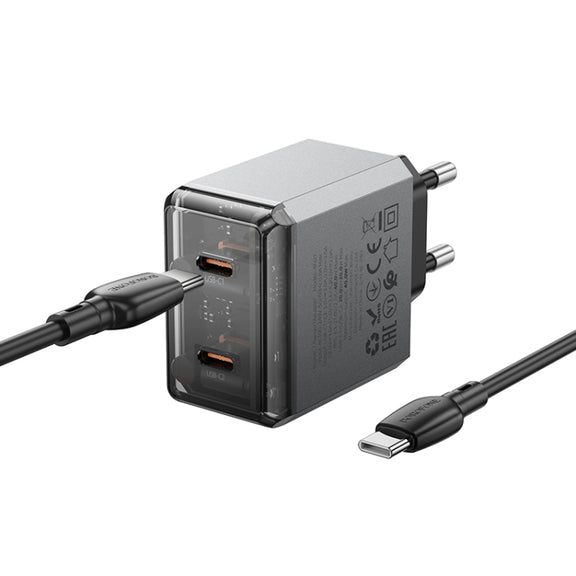 BOROFONE BN21 PD 40W 2 Type-C Charger with 1m Type-C to Type-C Cable Set, For:EU Plug(Tarnish)