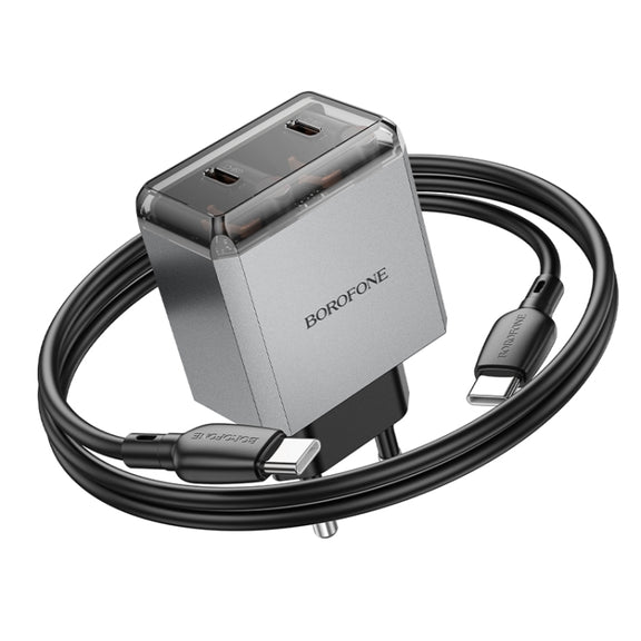 BOROFONE BN21 PD 40W 2 Type-C Charger with 1m Type-C to Type-C Cable Set, For:EU Plug(Tarnish)