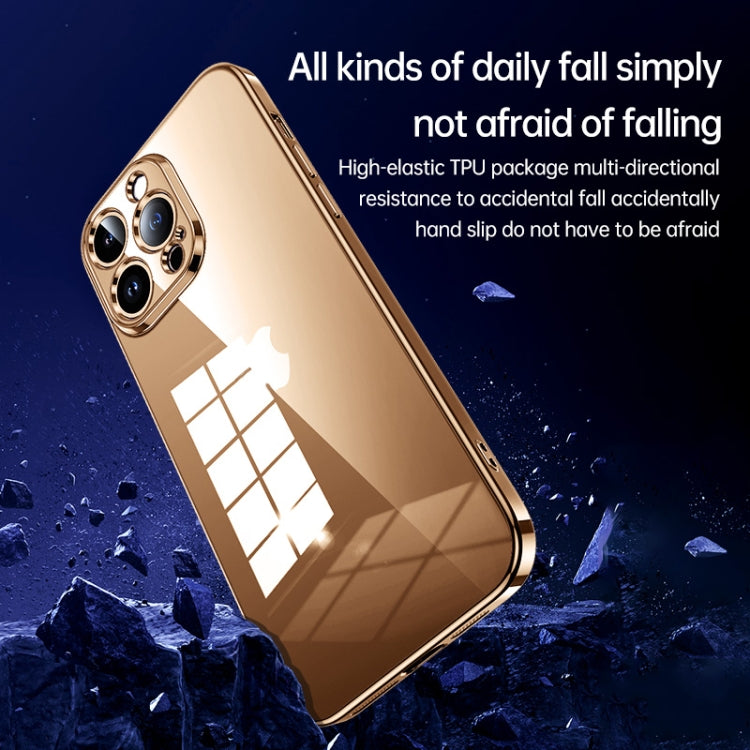 For iPhone 16 SULADA Shine Through Series Plating TPU Transparent Phone Case(Space Black)