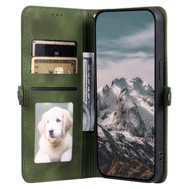 For iPhone 16e Skin Feel Totem Embossed Leather Phone Case(Deep Green)