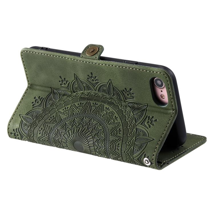 For iPhone 16e Skin Feel Totem Embossed Leather Phone Case(Deep Green)