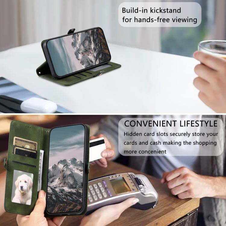 For iPhone 16e Skin Feel Totem Embossed Leather Phone Case(Deep Green)