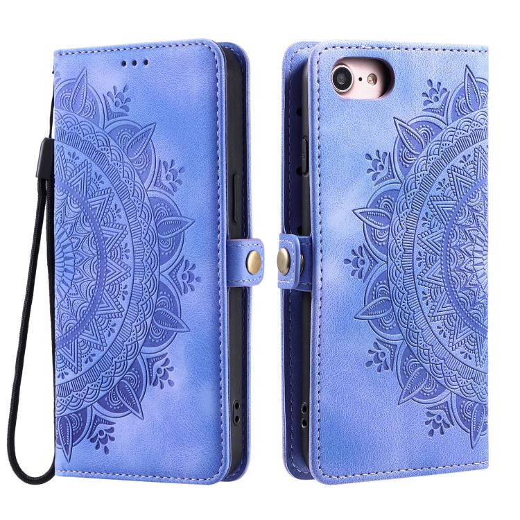 For iPhone 16e Skin Feel Totem Embossed Leather Phone Case(Purple)