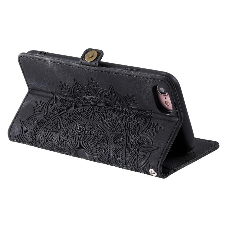 For iPhone 16e Skin Feel Totem Embossed Leather Phone Case(Black)