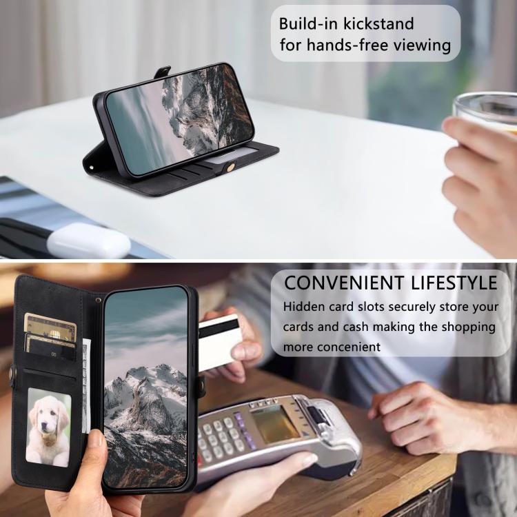 For iPhone 16e Skin Feel Totem Embossed Leather Phone Case(Black)