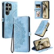 For Samsung Galaxy S25 Ultra 5G Skin Feel Totem Embossed Leather Phone Case(Blue)