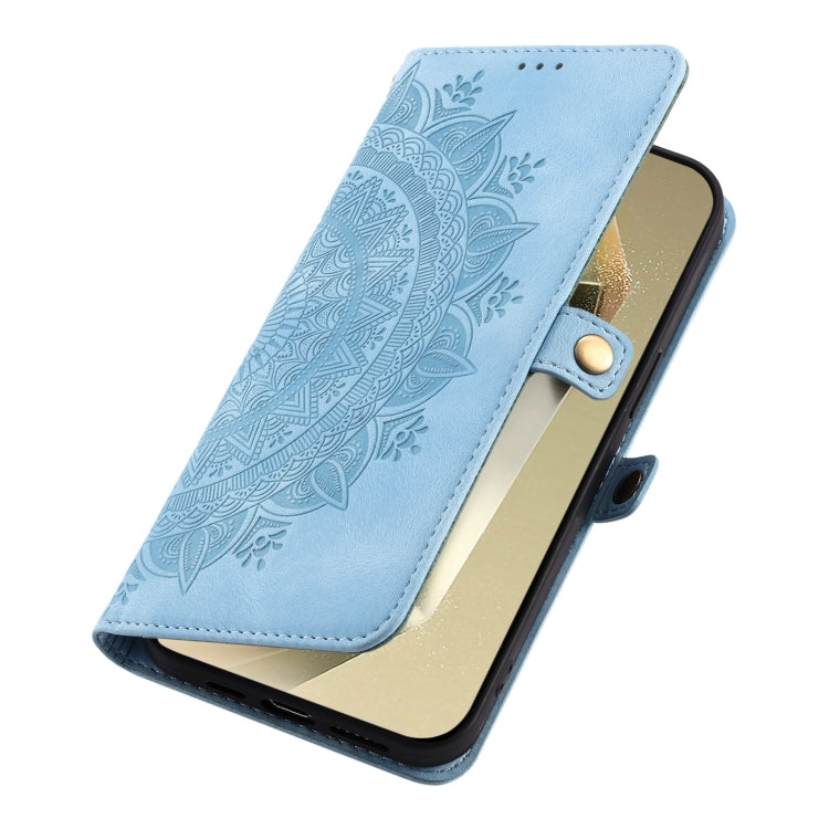 For Samsung Galaxy S25 Ultra 5G Skin Feel Totem Embossed Leather Phone Case(Blue)