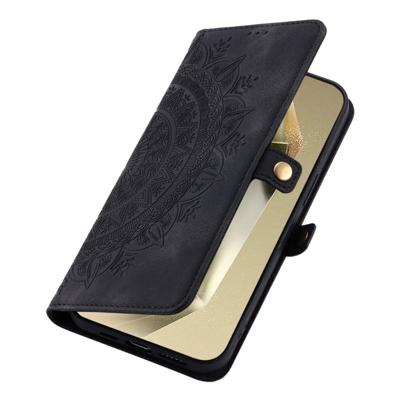 For Samsung Galaxy S25 Ultra 5G Skin Feel Totem Embossed Leather Phone Case(Black)