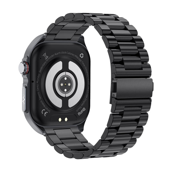 ET585 2.04 inch Steel Strap IP68 Water-resistant Smart Watch, Support ECG / Blood Composition Measurement(Black)