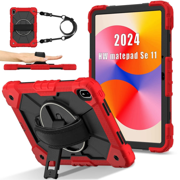 For Huawei MatePad SE 11 2024 Contrast Color Robot Silicone Hybrid PC Tablet Case(Red Black)