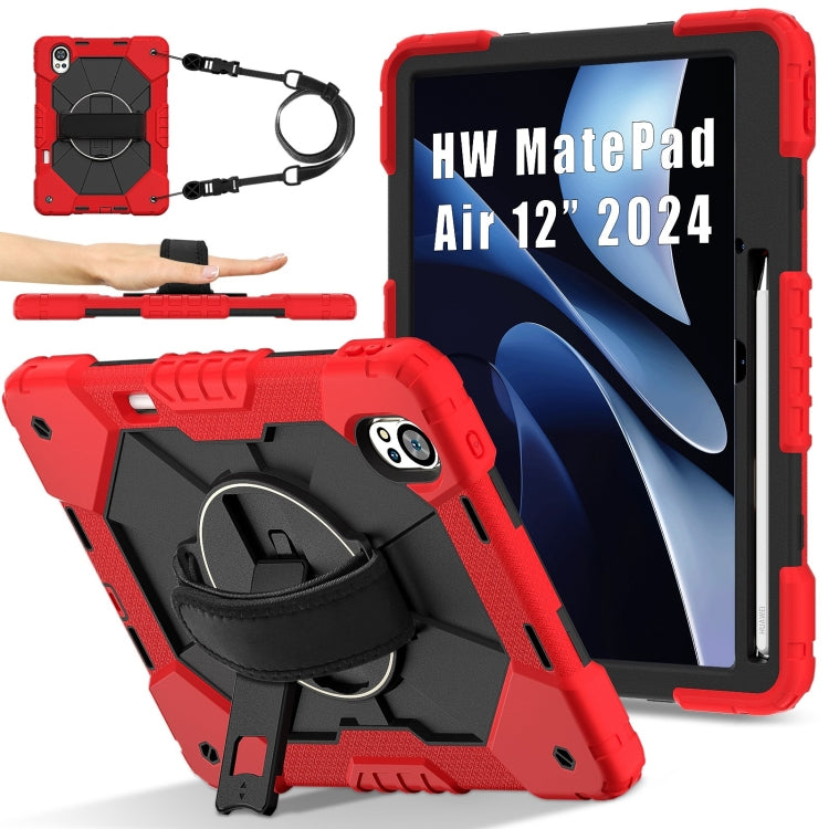 For Huawei MatePad Air 12 2024 Contrast Color Robot Silicone Hybrid PC Tablet Case(Red Black)