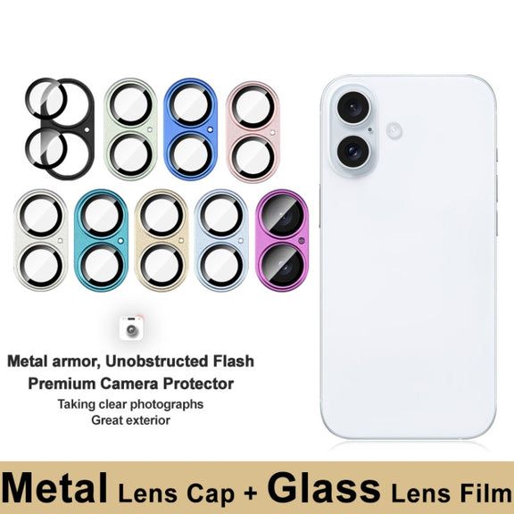 For iPhone 16 / 16 Plus IMAK Metal Armor Premium Camera Protector Film(Green)