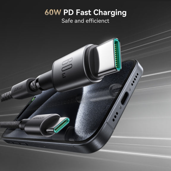 JOYROOM S-A50 3A 480Mbps Fast Charging Data Cable, Type-C to Type-C Cable, Length: 1.2m(Dark Gray)