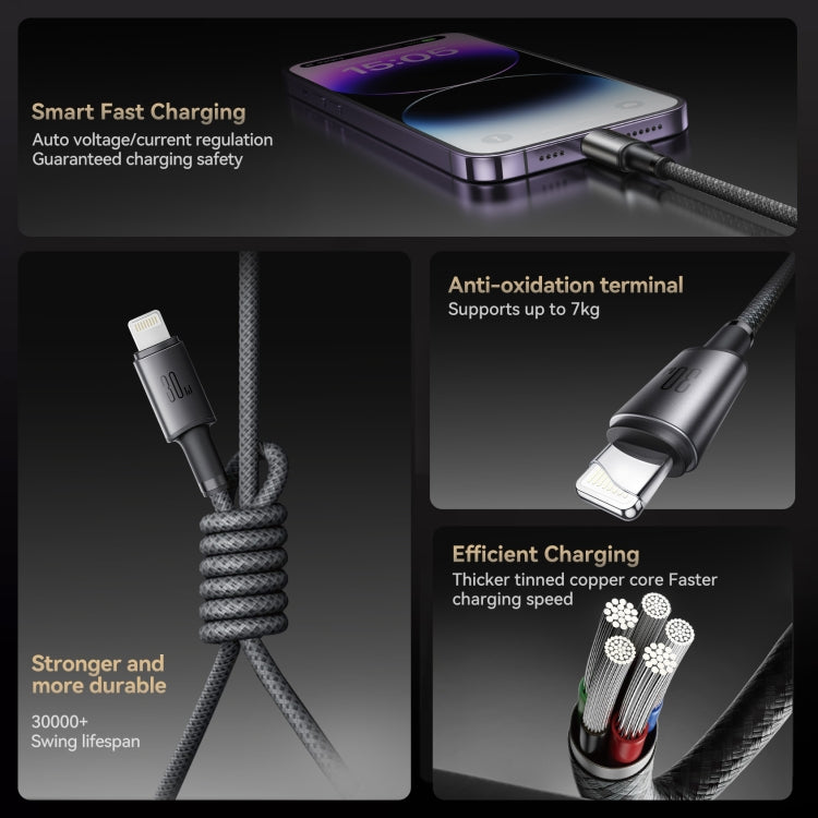 JOYROOM S-A50 3A 480Mbps Fast Charging Data Cable, Type-C to 8 Pin Cable, Length: 1.2m(Dark Gray)